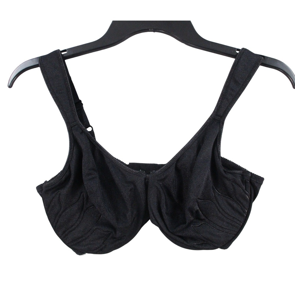 Bali Satin Tracings Minimizer Bra Black Underwire Unlined Full Coverage 36DD